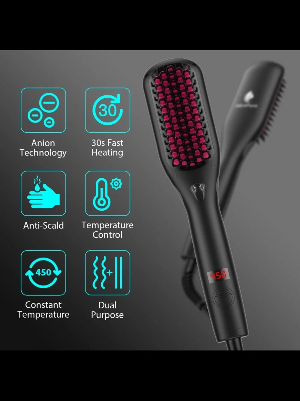 EUC Miro Pure Ionic Hair Straightener Brush